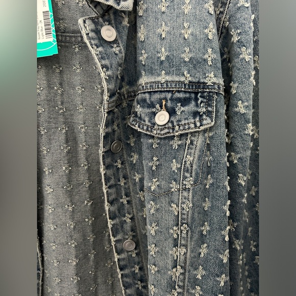 TRIBAL JEANS / Keem Fray Hem Jean Jacket, 2X - Picture 5 of 9